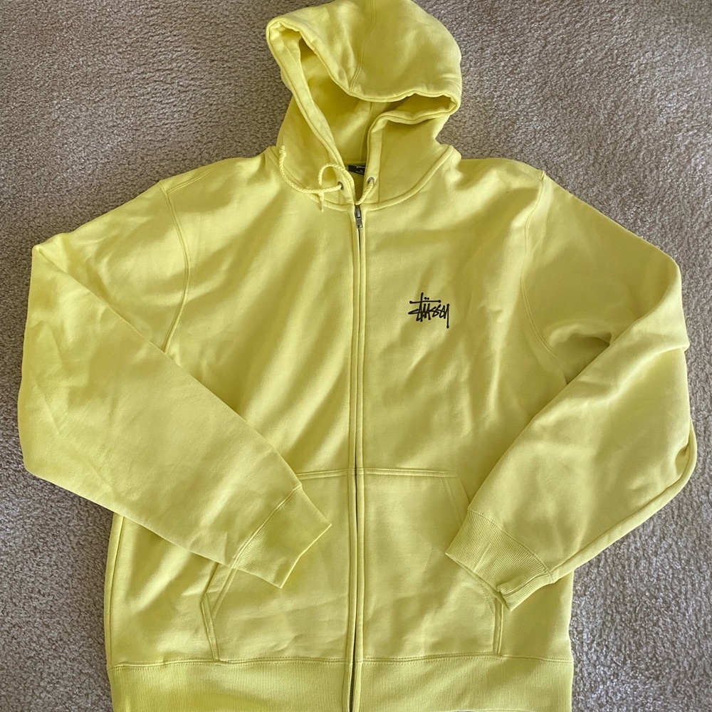 Stussy Yellow Zip Up Hoodie